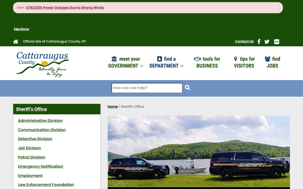 Cattaraugus County Sheriff's Office website for jail mugshots and inmate records