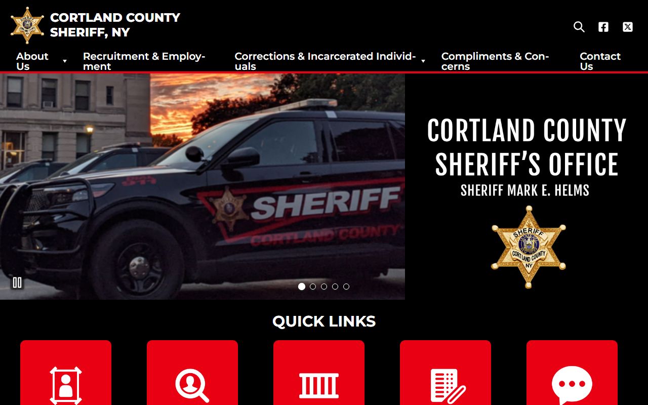 Cortland County Sheriff's Office website for jail mugshots and inmate information
