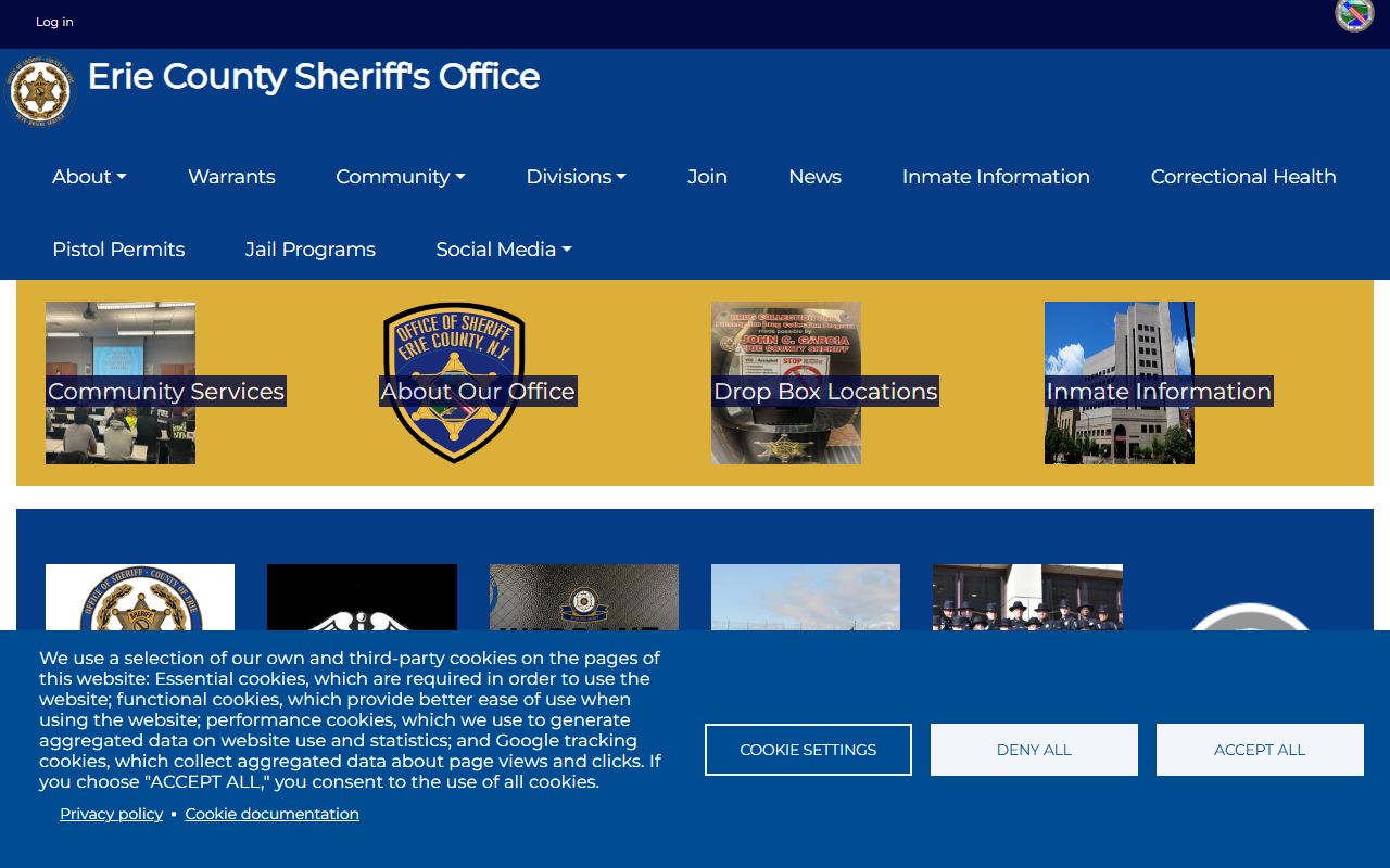 Erie County Sheriff website for jail mugshots and inmate search