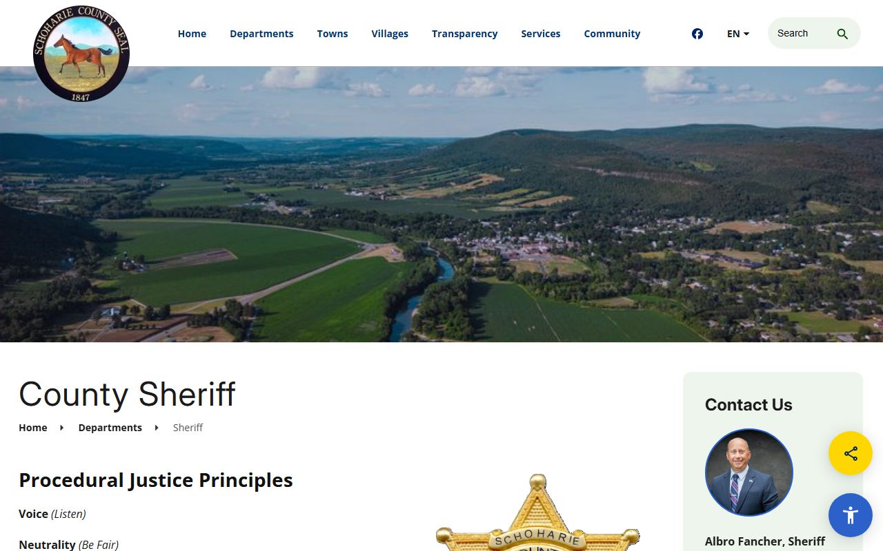 Schoharie County Sheriff's Office website used for jail mugshots research