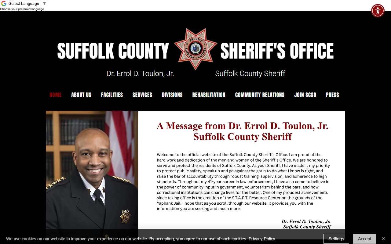 Suffolk County Sheriff's Office website used for Suffolk County jail mugshots lookup
