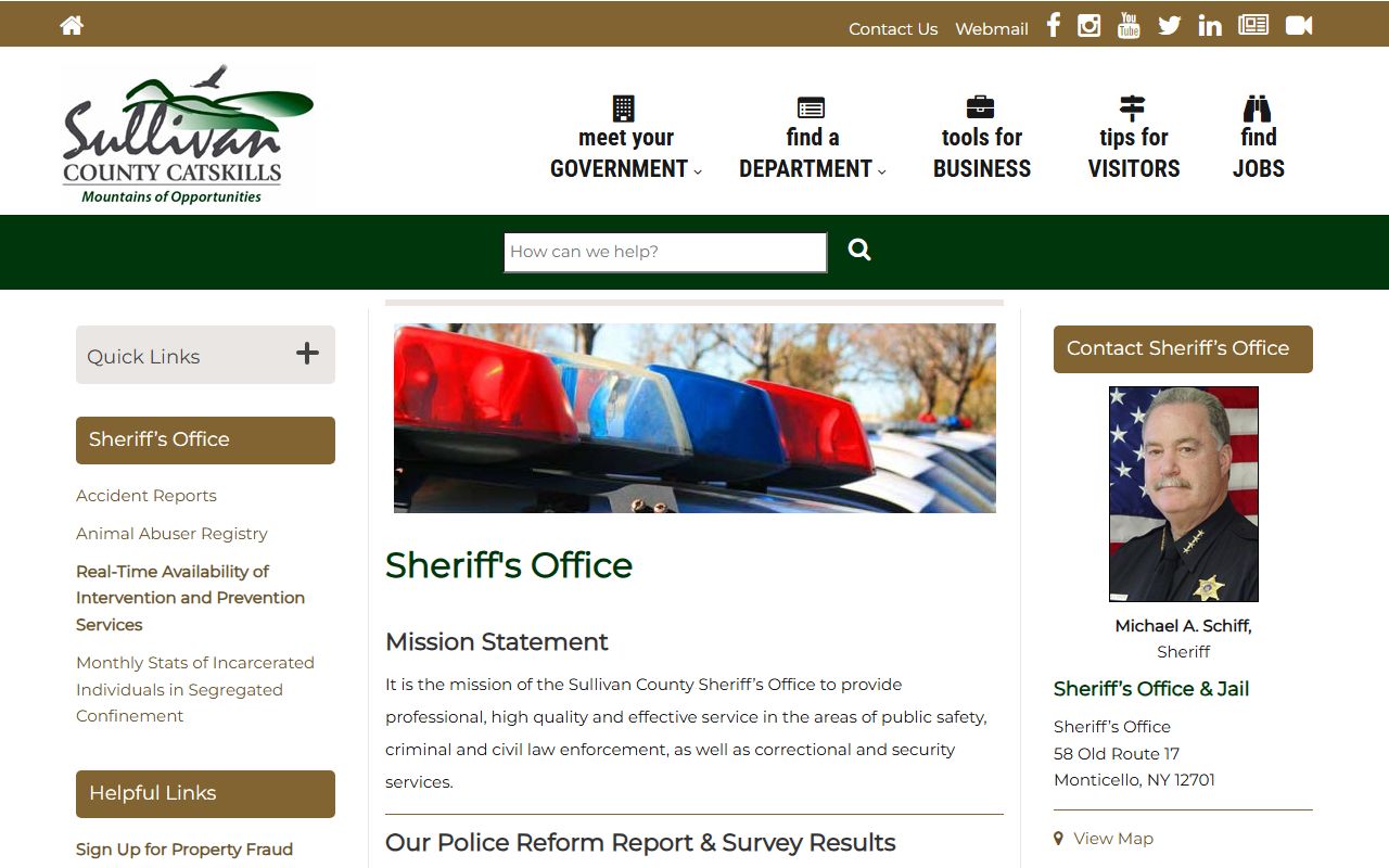 Sullivan County Sheriff's Office website for Sullivan County jail mugshots