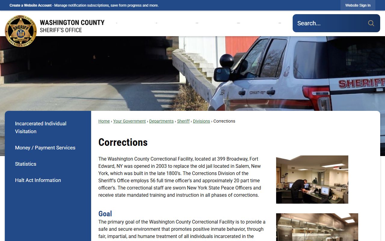 Washington County Sheriff's Office website used for jail mugshots research